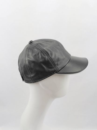 Bullani Baseball Cap Leder für Herren schwarz